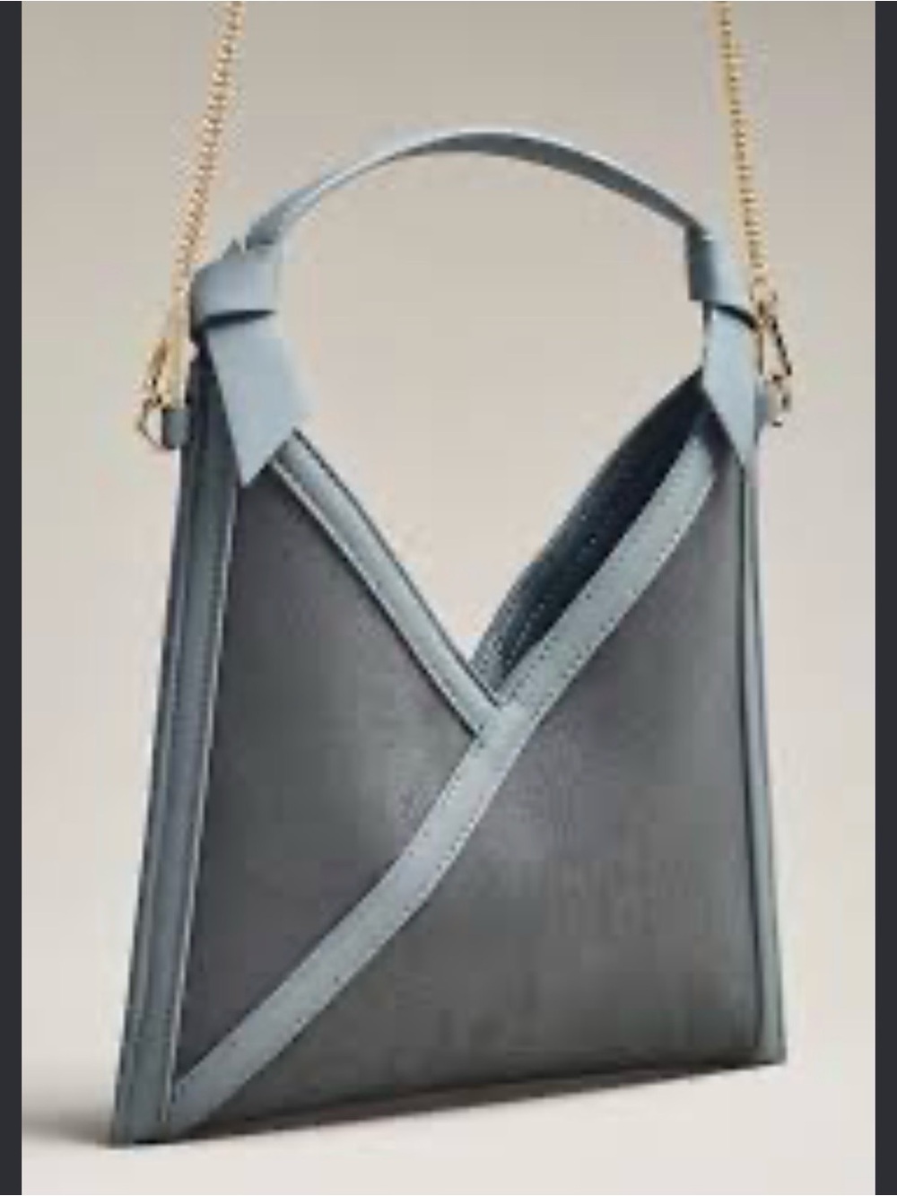 Mali + Lili faux suede gray bag Slate Blue Shoulder Bag with Gold Chain Strap
